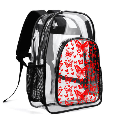 Butterfly Dance in Red Transparent Backpack