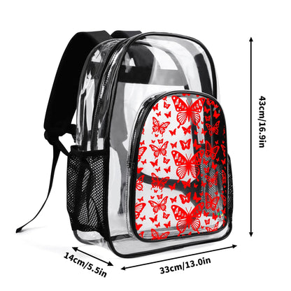 Butterfly Dance in Red Transparent Backpack