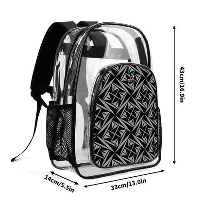 Sacred Winds in Charcoal Transparent Backpack