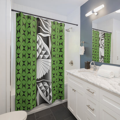 Green Chrome Native Sunrise Shower Curtains