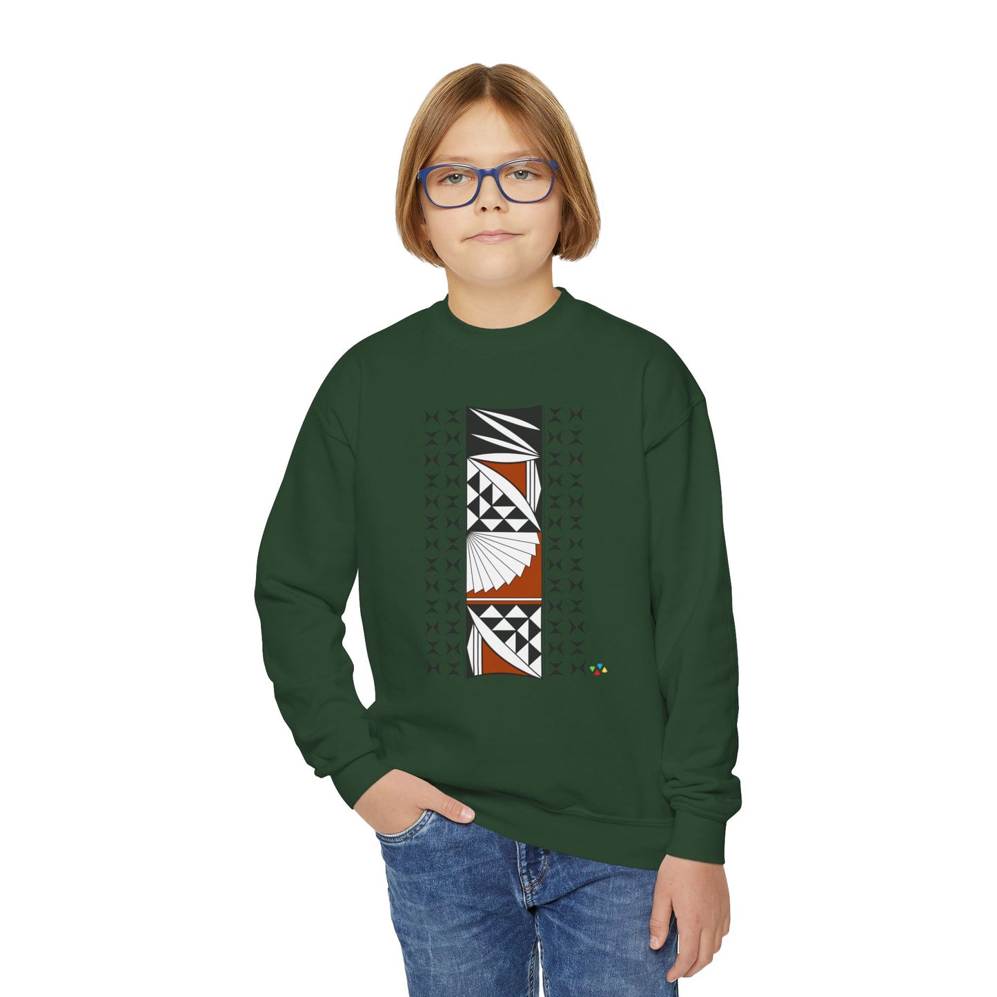 Southwest Sunrise in Rust Youth Crewneck Sweatshirt