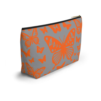 Orange Butterflies on Gray Pouch w T-bottom
