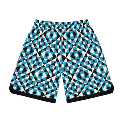 Turquoise Sacred Mountains Basketball Rib Shorts