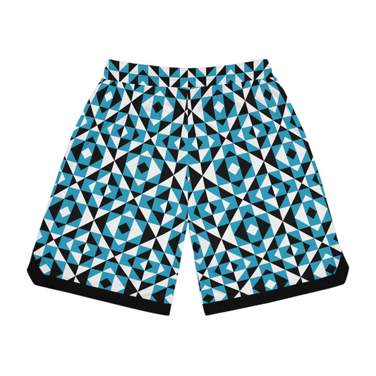 Turquoise Sacred Mountains Basketball Rib Shorts