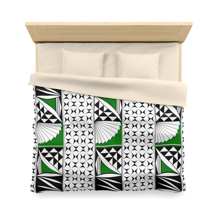 Southwest Sunrise in Green Microfiber Duvet Cover