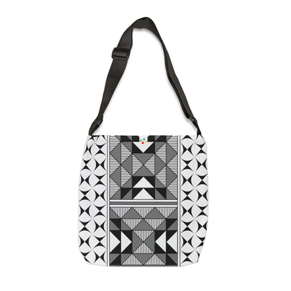 Gray Native Sacred Mountains Adjustable Tote Bag