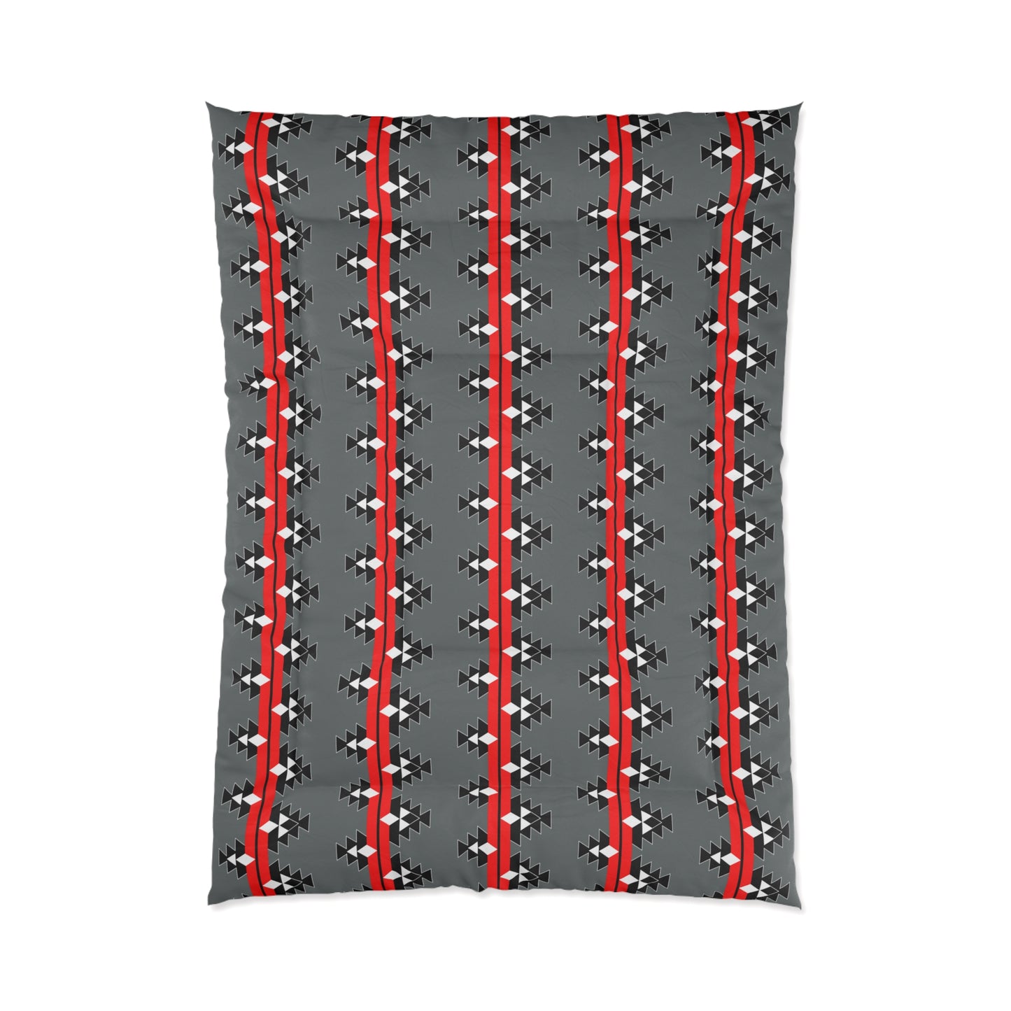 Native Woven Stories on Gray Comforter