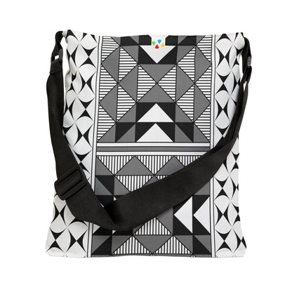 Gray Native Sacred Mountains Adjustable Tote Bag
