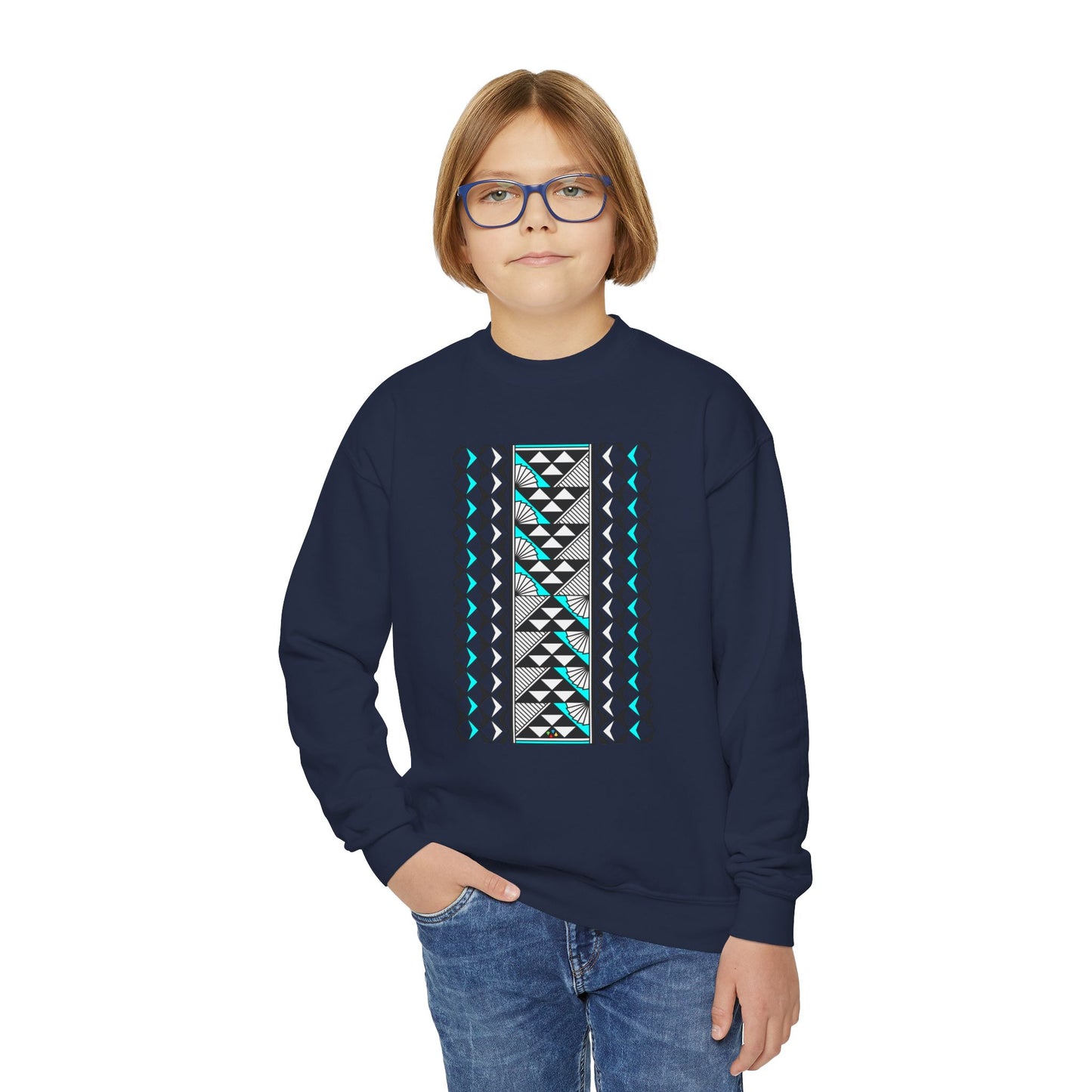 Rain and Sun in Turquoise Youth Crewneck Sweatshirt
