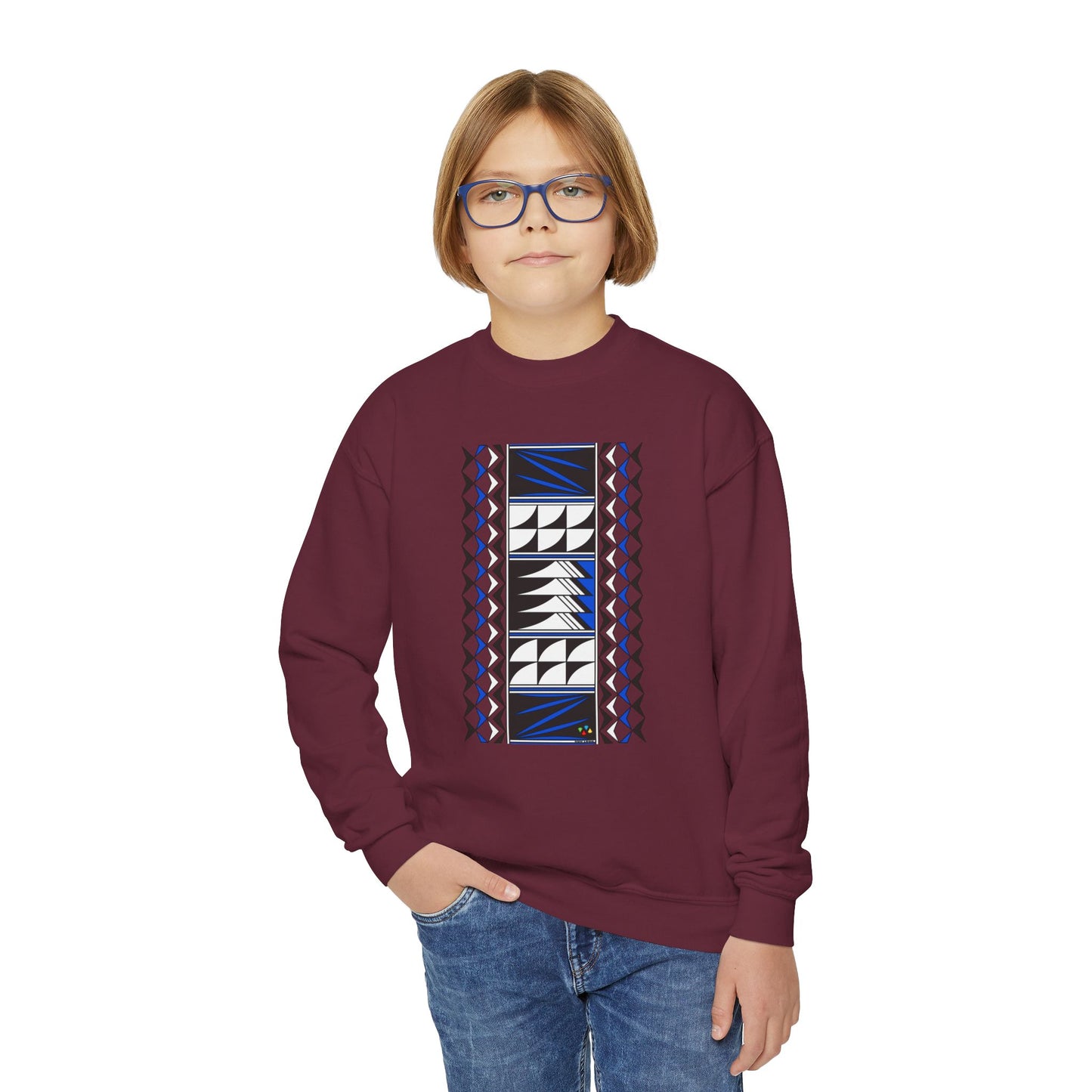 Feather Blessings in Blue Youth Crewneck Sweatshirt