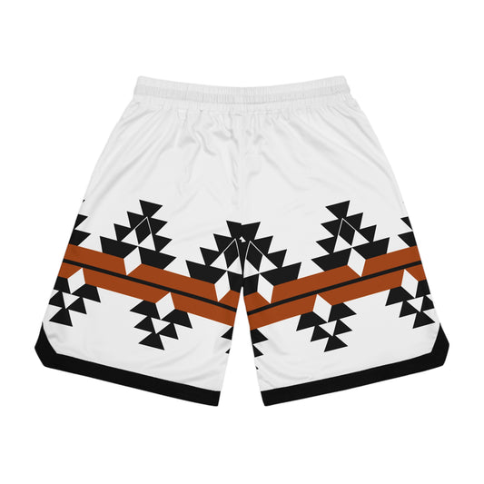 Native Stories in Rust Basketball Rib Shorts