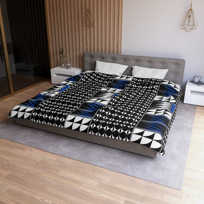 Blessed Feathers in Blue Microfiber Duvet Cover