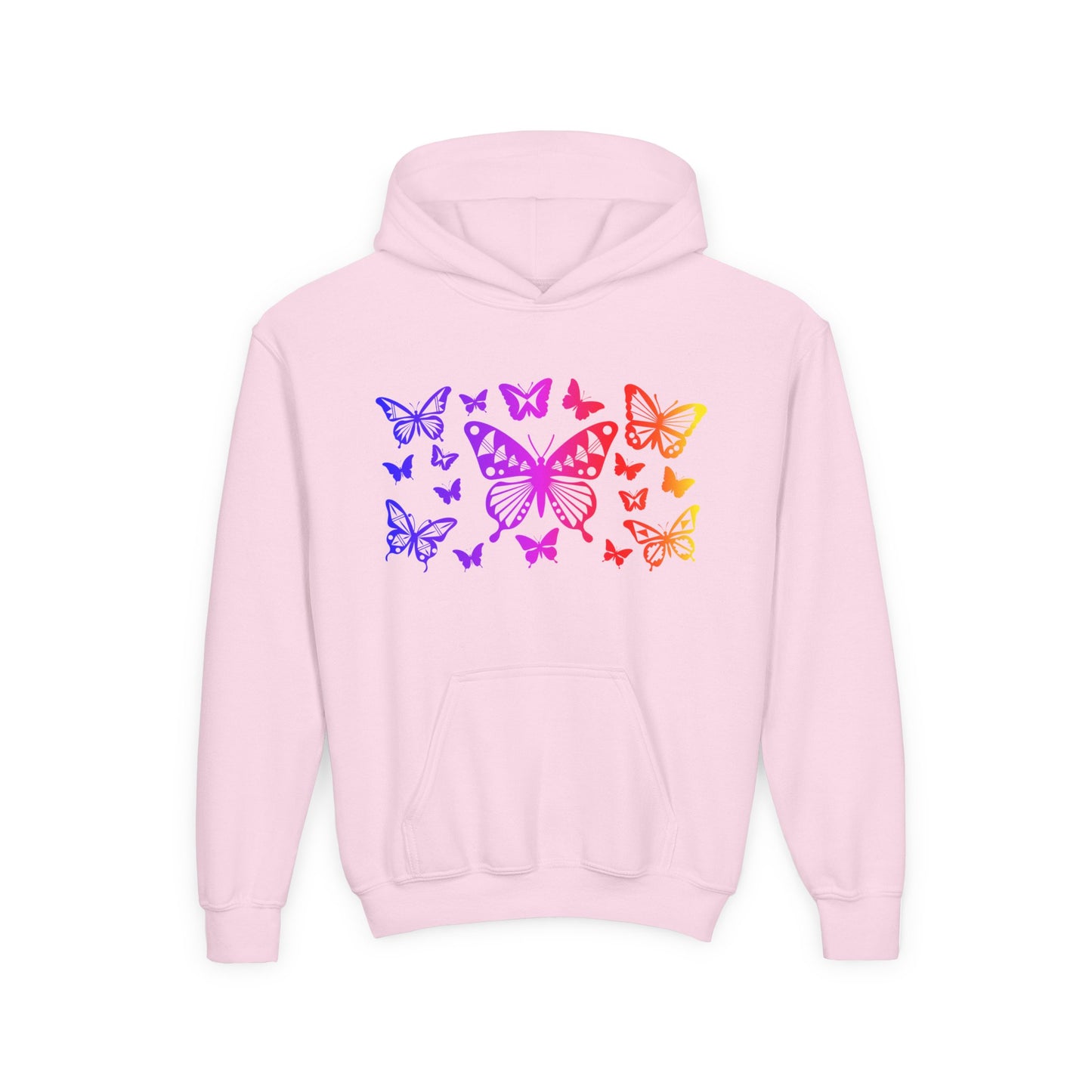 Rainbow Butterflies Youth Heavy Blend Hooded Sweatshirt