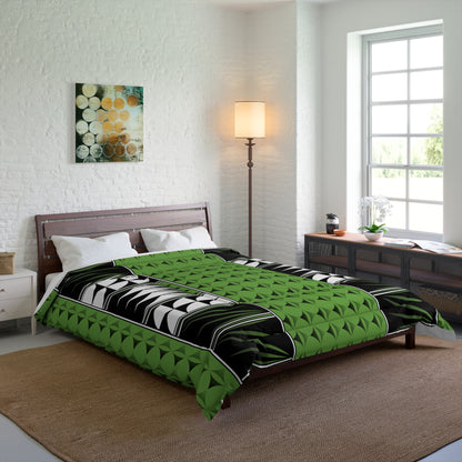 Southwest Feather Blessing on Green Comforter