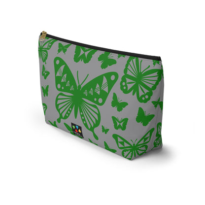 Green Butterflies on Gray Pouch w T-bottom