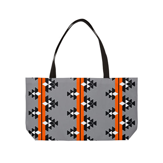 Native Woven Stories in Orange Weekender Tote Bag