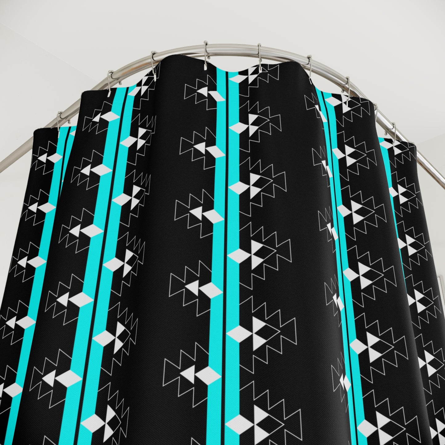 Turquoise Native Woven Stories Shower Curtains