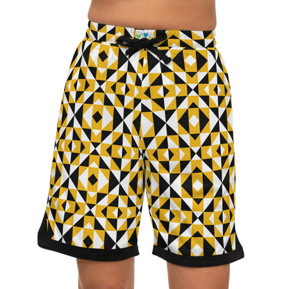 Yellow Sacred Mountains Basketball Rib Shorts
