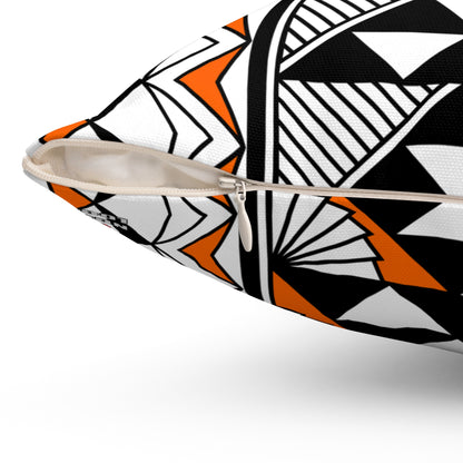 Sun and Rain in Orange Spun Polyester Square Pillow