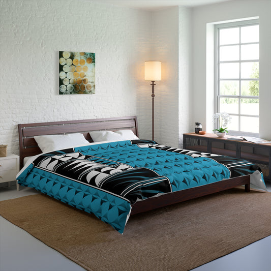 Southwest Feather Blessing on Turquoise Comforter