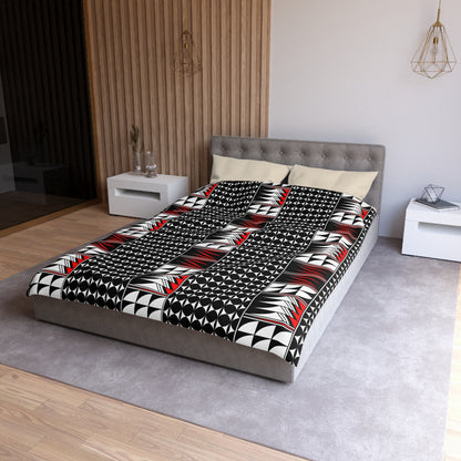 Blessed Feathers in Red Microfiber Duvet Cover