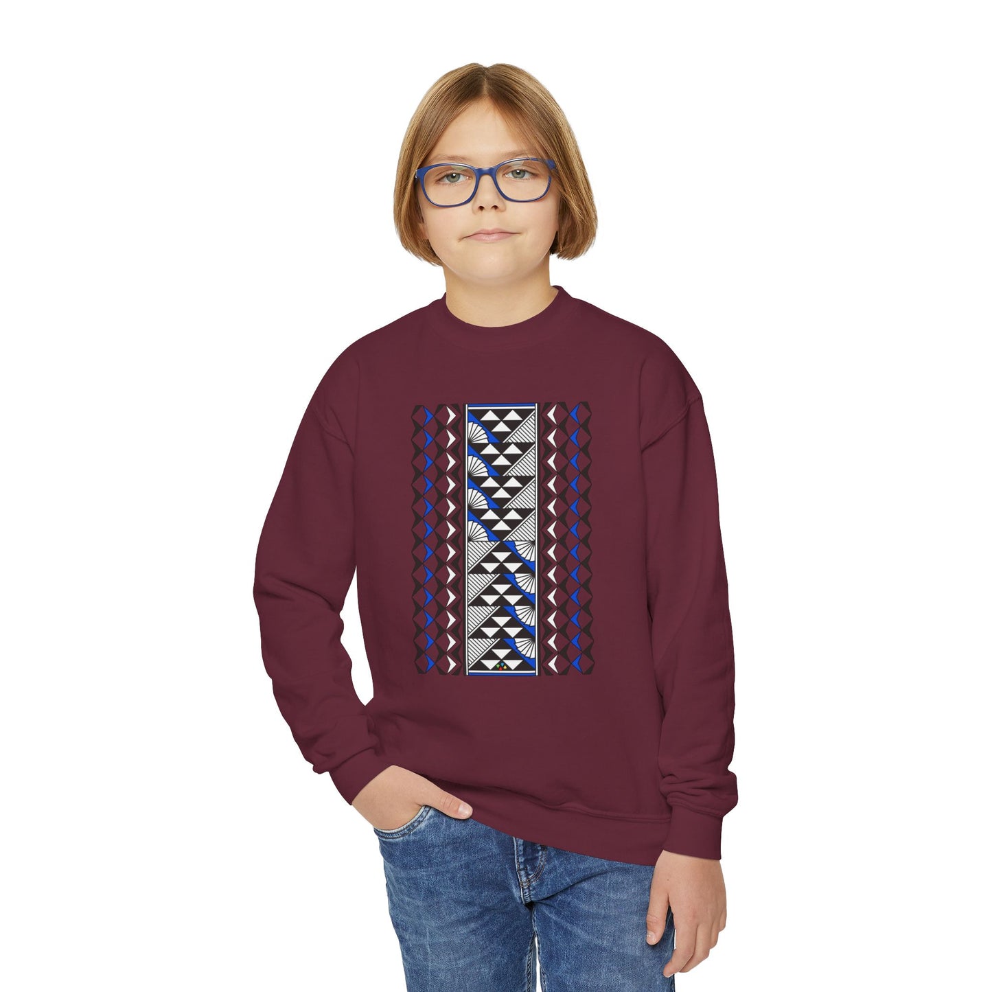 Rain and Sun in Blue Youth Crewneck Sweatshirt