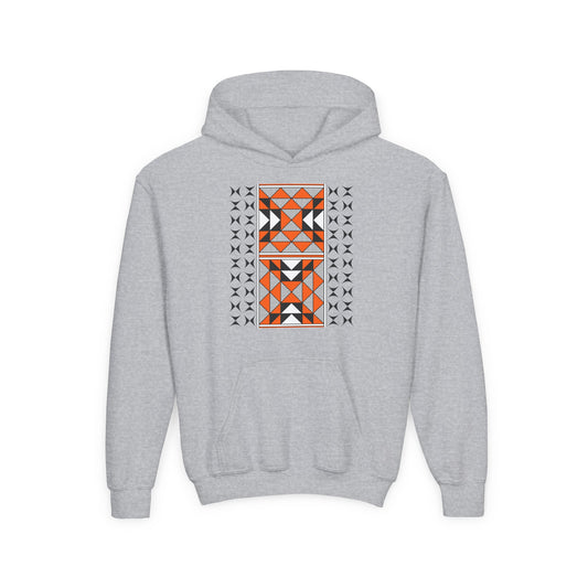 Sacred Mountains in Orange Youth Heavy Blend Hooded Sweatshirt