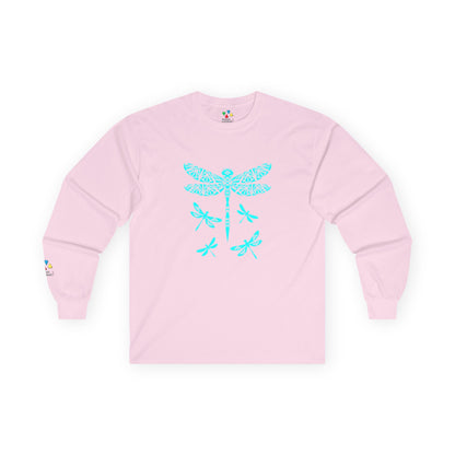 Native Dragonfly in Turquoise Unisex Long Sleeve Tee