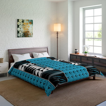 Southwest Feather Blessing on Turquoise Comforter