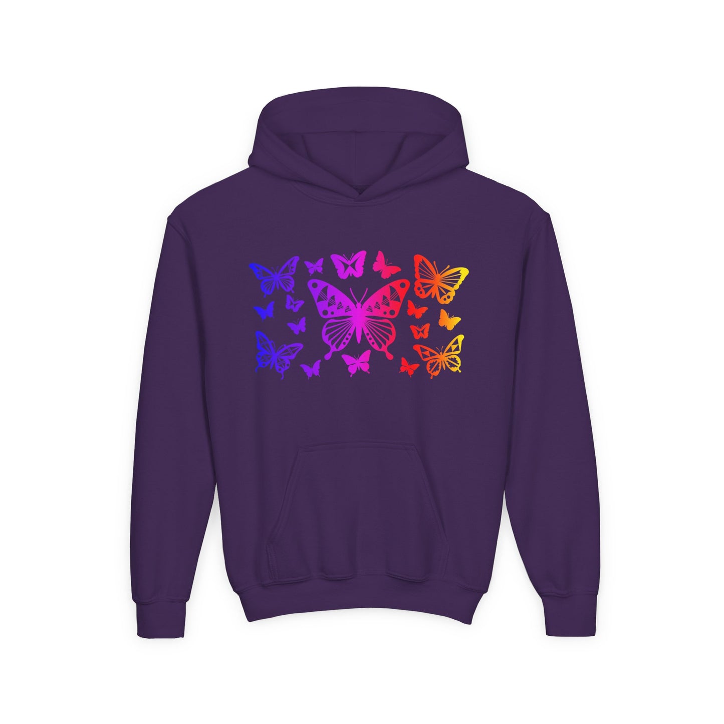Rainbow Butterflies Youth Heavy Blend Hooded Sweatshirt