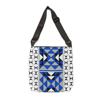 Blue Native Sacred Mountains Adjustable Tote Bag