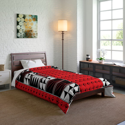 Southwest Feather Blessing on Red Comforter