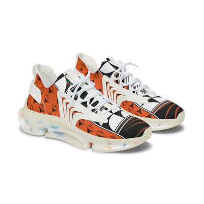 Feather Blessing on Orange Women's Mesh Sneakers