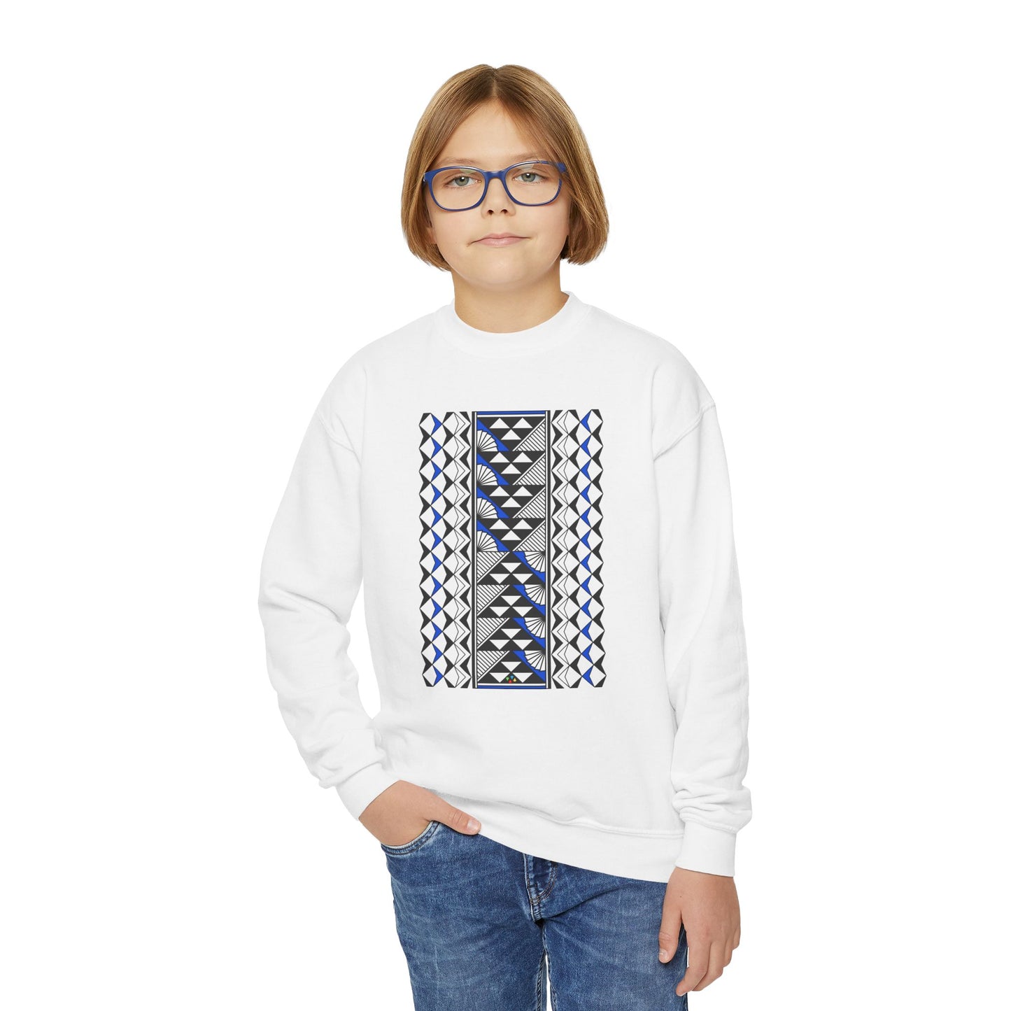 Rain and Sun in Blue Youth Crewneck Sweatshirt