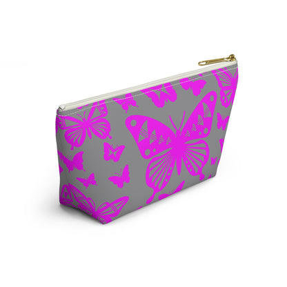 Pink Butterflies on Gray Pouch w T-bottom
