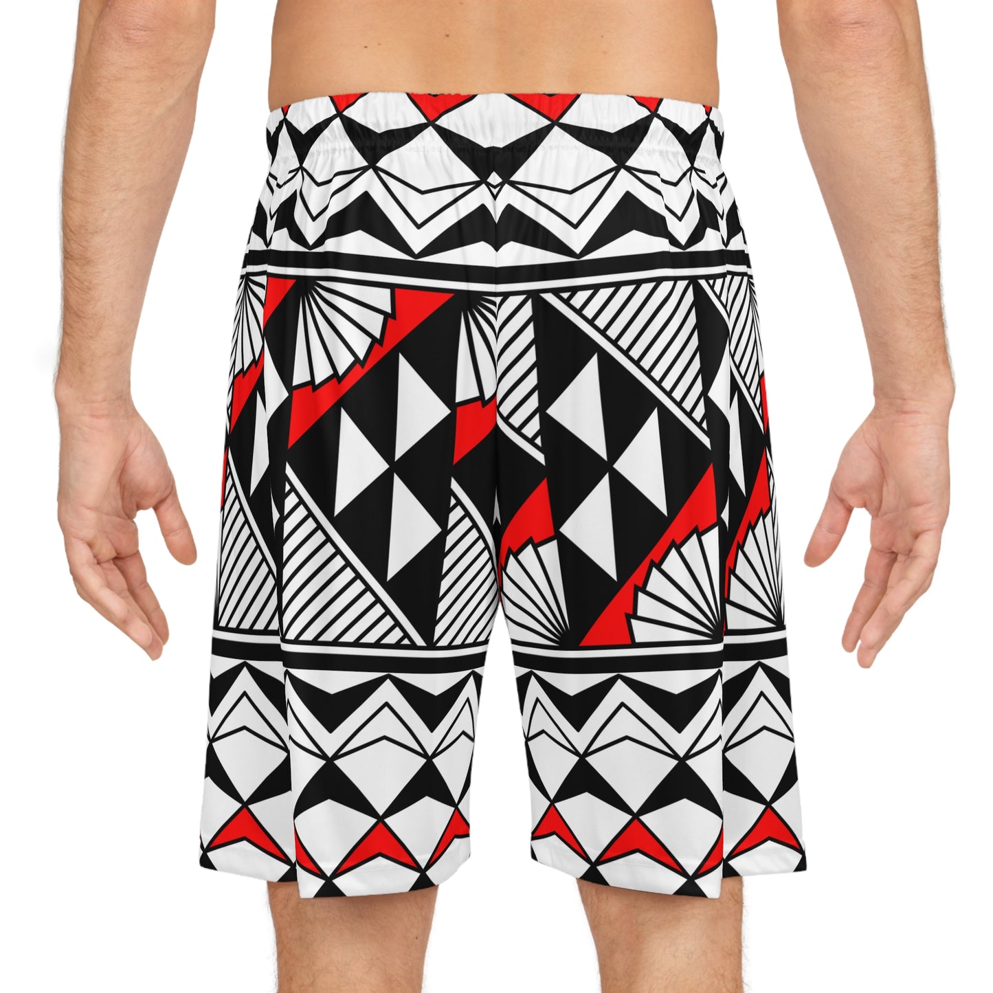 Sun and Rain in Red Basketball Shorts