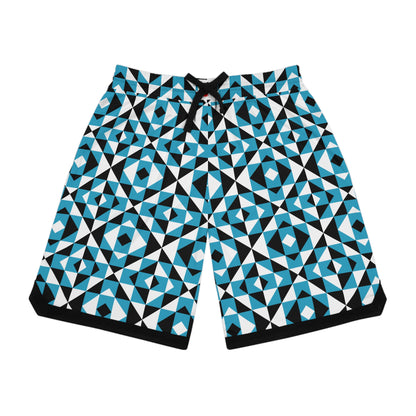 Turquoise Sacred Mountains Basketball Rib Shorts