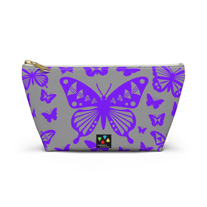 Purple Butterflies on Gray Pouch w T-bottom
