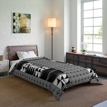 Southwest Feather Blessing on Gray Comforter