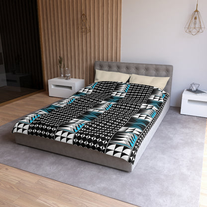 Blessed Feathers in Turquoise Microfiber Duvet Cover