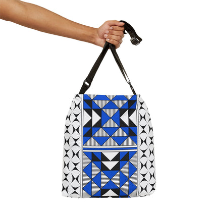 Blue Native Sacred Mountains Adjustable Tote Bag