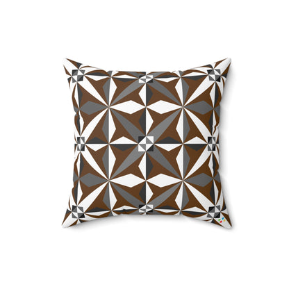 Brown Native Morning Star Spun Polyester Square Pillow