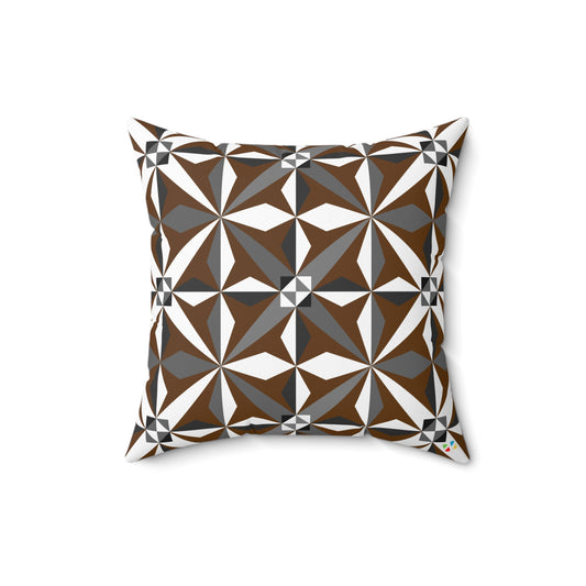 Brown Native Morning Star Spun Polyester Square Pillow