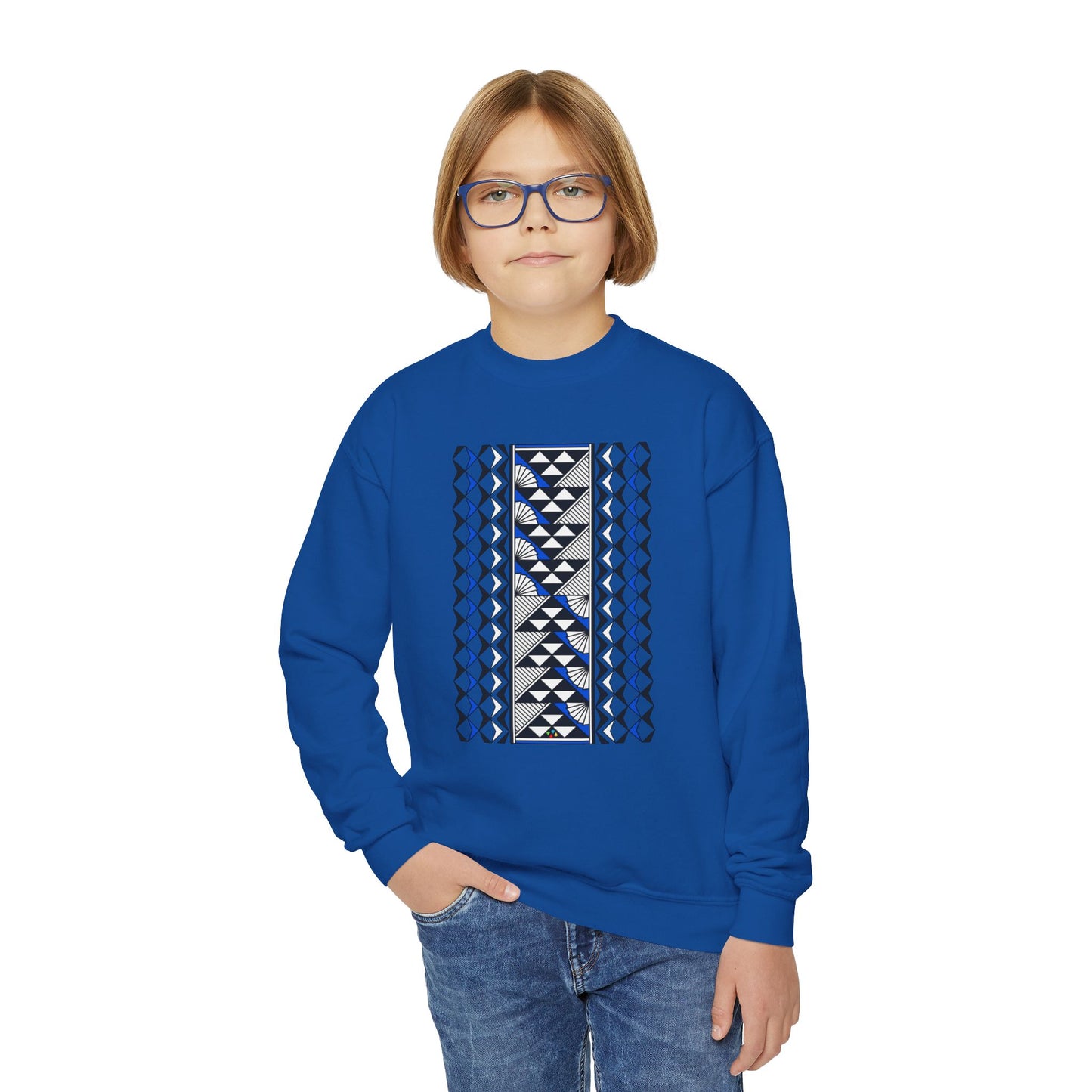 Rain and Sun in Blue Youth Crewneck Sweatshirt