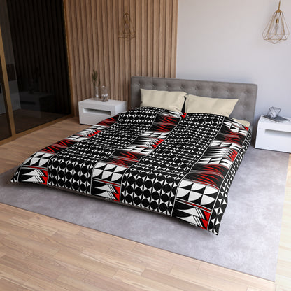 Blessed Feathers in Red Microfiber Duvet Cover