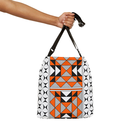Orange Native Sacred Mountains Adjustable Tote Bag