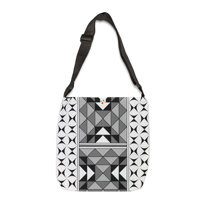 Gray Native Sacred Mountains Adjustable Tote Bag