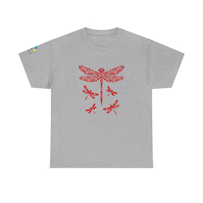 Native Dragonfly in Red Gildan Unisex Tee