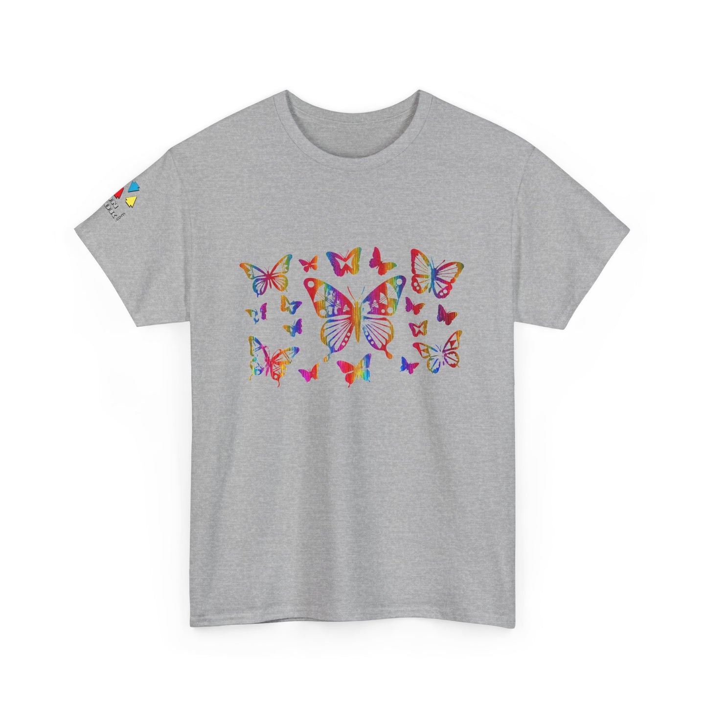 Metallic Rainbow Rain Butterflies Gildan Unisex Tee