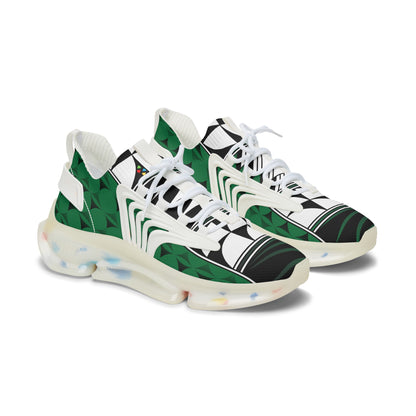 Feather Blessing on Green Women's Mesh Sneakers